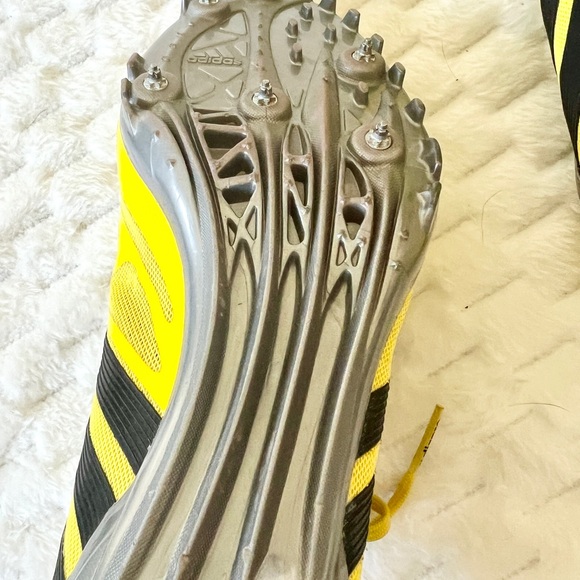 ADIDAS Adizero Prime Accelerator Yellow/Black Sprint Track Spikes - Mens 9.5 - Picture 4 of 9